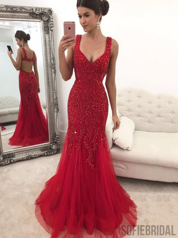 Red Rhinestone Long Mermaid Gorgeous ...